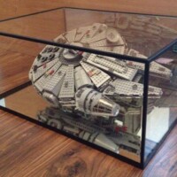 LEGO 7965 Star Wars Millennium Falcon display. With angled stand.